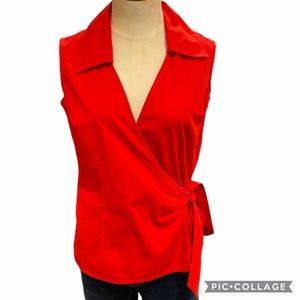 Eddie Bauer V Neck Wrap Around, sleeveless Top